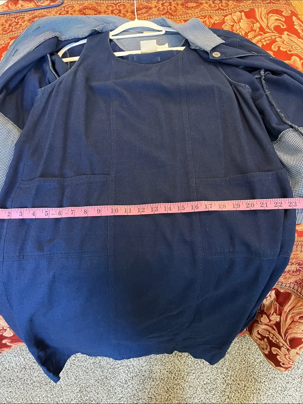 Koret City Blues Vintage Denim Navy Jacket and Dress Set with One Side Slit